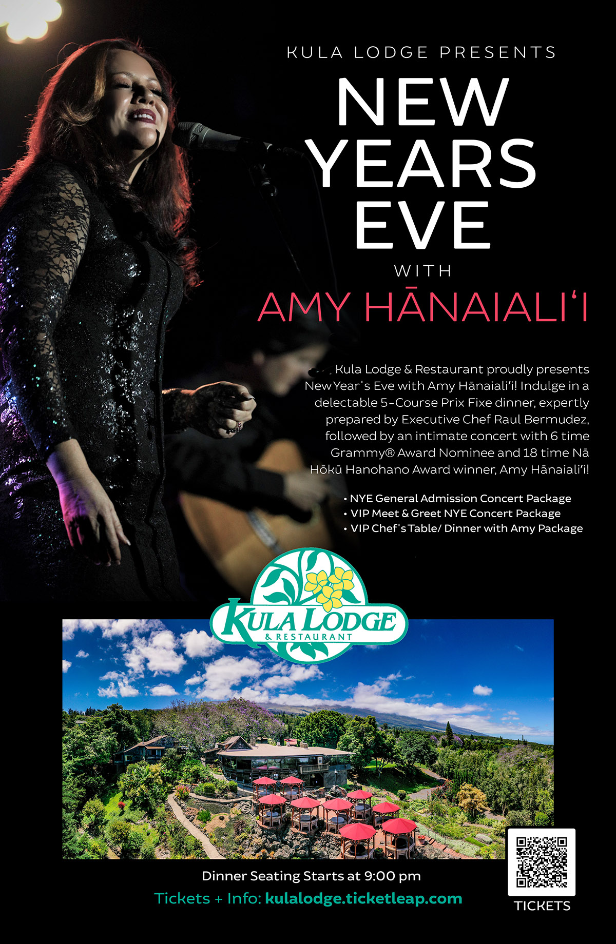 Kula Lodge & Restaurant Presents New Year's Eve with Amy Hānaiali'i
